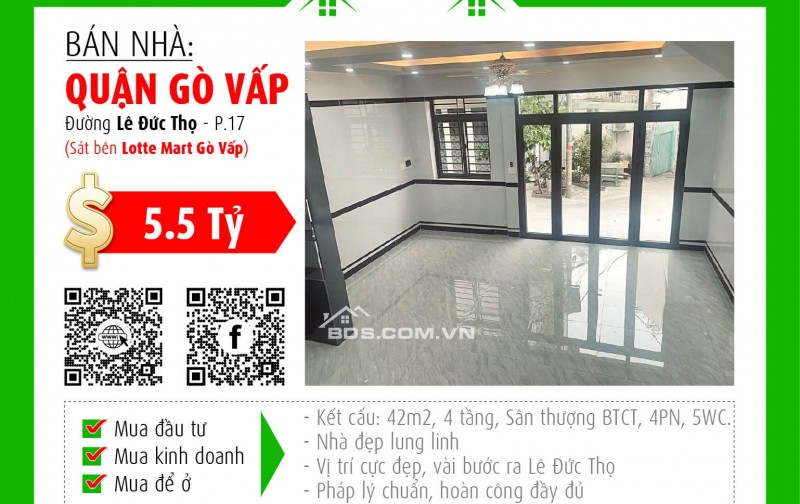 ✅  Bán nhà mới 4 tầng, vị trí vàng, hẻm 1/ Lê Đức Thọ, Gò Vấp - Cơ hội đầu tư hấp dẫn